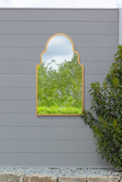 "Mirroroutlet - The Arcus - Gold Metal Framed Arched Garden Wall Mirror 41""x 24"" (104 X 61 Cm)" - thumbnail 1