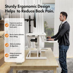 Vonhaus Electric Standing Desk Converter - Height Adjustable Sit Stand Desk - Ergonomic Standing Converter For Pc - thumbnail 4