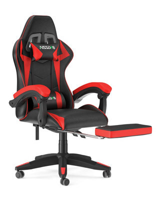 Onemill Ergonomic Gaming Chair With With Footrest, Height-Adjustable Office & Computer Chair(Black-Red) - image 1