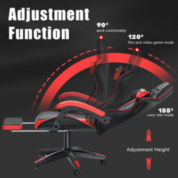 Onemill Ergonomic Gaming Chair With With Footrest, Height-Adjustable Office & Computer Chair(Black-Red) - thumbnail 6