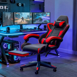 Onemill Ergonomic Gaming Chair With With Footrest, Height-Adjustable Office & Computer Chair(Black-Red) - thumbnail 8