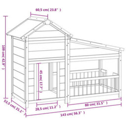 Berkfield Dog Kennel Mocha 143X60.5X109 Cm Solid Wood Pine - thumbnail 7