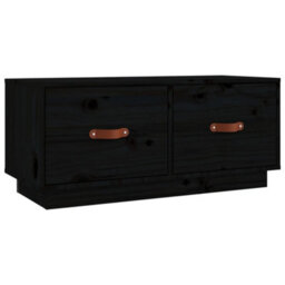 Berkfield Stylish Tv Cabinet Black 80X34X35 Cm Solid Wood Pine - thumbnail 1