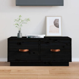 Berkfield Stylish Tv Cabinet Black 80X34X35 Cm Solid Wood Pine - thumbnail 2