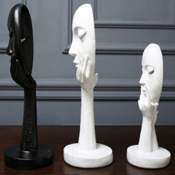 Darphe White Abstract Resin Woman Face Statue Decoration Home Mask Ornaments - thumbnail 3