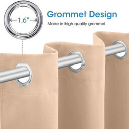 Oxford Homeware Plain Beige 230Gsm Blackout Curtain Thermal Insulated Eyelet For Living Room Curtain Pair (W)168Cm X (L)183Cm - thumbnail 5