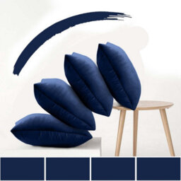 Ameha Navy Blue Plain Velvet Cushion Covers, 18X18 Inch, Pack Of 4, Breathable & Hypoallergenic With Hidden Zip Closure - thumbnail 2