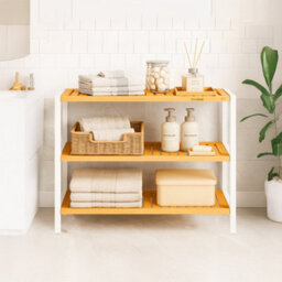 Innoteck 3 Tier Bamboo Shoe Rack White And Bamboo Holds 12 Pairs Freestanding 69.5W X 26D X 53H Cm - thumbnail 7