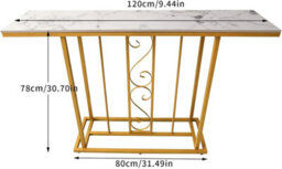 Xample Large Marble Effect Sintered Stone With Metal Frame Free Standing Console Table Hallway Entrance Furniture 120 Cm (White/gold) - thumbnail 5