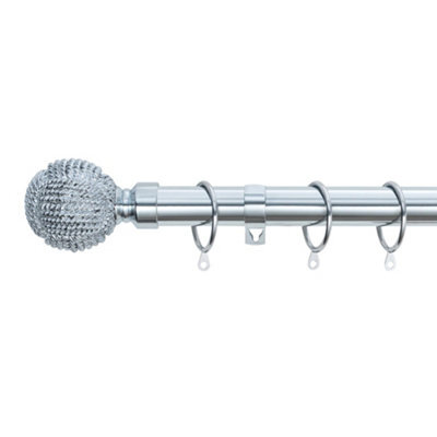 A.unique Home Knotted Ball Metal Extendable Curtain Pole With Rings And Fittings (25/28mm) - Nickel, 70Cm - 120Cm Approx - image 1