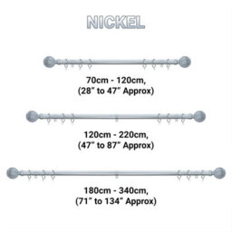A.unique Home Knotted Ball Metal Extendable Curtain Pole With Rings And Fittings (25/28mm) - Nickel, 70Cm - 120Cm  Approx - thumbnail 6