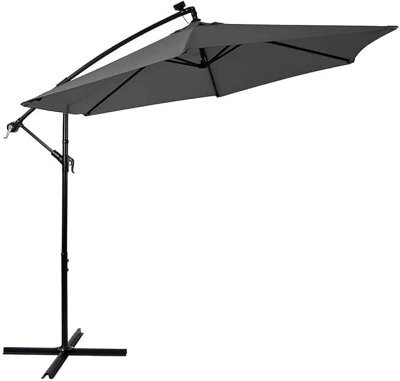Nustone 3 Metre Round Cantilever Parasol, Patio Umbrella With Uv Protection And Solar Led Lights - image 1