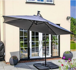 Nustone 3 Metre Round Cantilever Parasol, Patio Umbrella With Uv Protection And Solar Led Lights - thumbnail 5