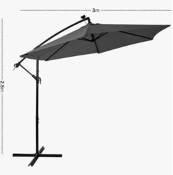 Nustone 3 Metre Round Cantilever Parasol, Patio Umbrella With Uv Protection And Solar Led Lights - thumbnail 3