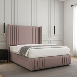 REGIONAL FURNISHINGS Divan Bed Set Pink Plush Velvet Upholstered 54Inch Headboard 2Drawersfootend & Mattress In Double King 4Ft 6Ft Sizes - thumbnail 3