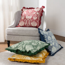 Paoletti Kirkton Floral Pleated 100% Cotton Feather Filled Cushion - thumbnail 5