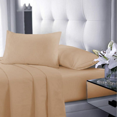 Homes & Linen Flat Sheet 180 Thread Count Rich Percale Non Iron Bed Linen Soft Polycotton Blend Plain Dyed Flat Bed Sheets