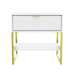 Tamworth Single 1 Drawer Bedside Cabinet In Marble (Ready Assembled)
