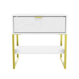 Tamworth Single 1 Drawer Bedside Cabinet In Marble (Ready Assembled) - thumbnail 2