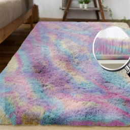 Ameha Rainbow Shaggy Fluffy Non Slip Rug Indoor/outdoor Area Carpet 120X170 Cm - thumbnail 1