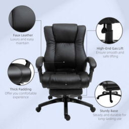 Vinsetto Executive Home Office Chair, Computer Chair, With Foot Rest, Black - thumbnail 7