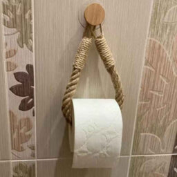Hemp Rope Toilet Paper Holder , Wall Mount Tissue Rack For Bathroom And Kitchen Storage - thumbnail 4