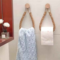 Hemp Rope Toilet Paper Holder , Wall Mount Tissue Rack For Bathroom And Kitchen Storage - thumbnail 3