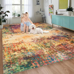 Ameha Vibrant Area Rugs Cashmere Style Soft Short Pile Vintage Rug For Living Room Large 200X290Cm Carpet For Dining Room - thumbnail 4