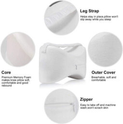 Mantraraj Comfort Therapy Knee Pillows Memory Foam Leg Pillow With Elastic Strap For Side Sleepers Sciatica Pain Relief - thumbnail 3