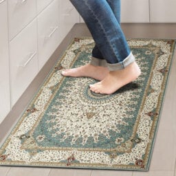Ameha Living Room Cashmere Area Rugs For Bedroom Kitchen Carpet Nonslip Bedside Rug Floral Design Rug, (Willow Teal, 80X150Cm) - thumbnail 9