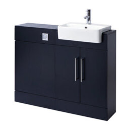 Homestylestore 1050mm Black Grey Bathroom Combination Vanity Toilet Wc Unit And Chrome Bar Handles - thumbnail 2