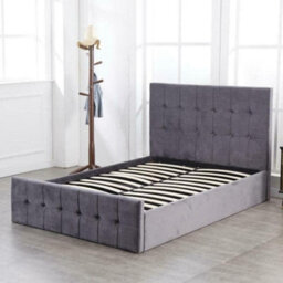 Kosy Koala Ottoman Bed Gas Lift Storage Grey 4Ft6 Double With 1 Mattress Cushioned Velvet Bedroom - thumbnail 2