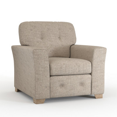 Furnishings For Less UK Hartley Beige Armchair Sofa Full Back Tufted Cushions - image 1