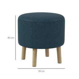Wyld Haus Dotaha Linen-Look Blue Round Storage Ottoman 39 X 39 X 40 Cm - thumbnail 3