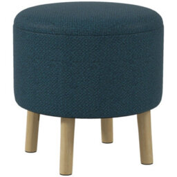 Wyld Haus Dotaha Linen-Look Blue Round Storage Ottoman 39 X 39 X 40 Cm - thumbnail 2