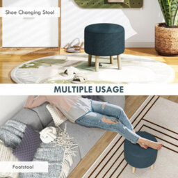 Wyld Haus Dotaha Linen-Look Blue Round Storage Ottoman 39 X 39 X 40 Cm - thumbnail 6