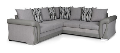 Corner Sofa Bed Vigo With Storage Grey Fabric/ Faux Leather Scatter Back Cushions - image 1