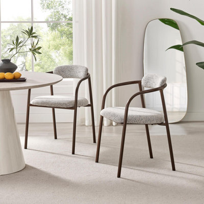 Furniturebox Uk 2X Rhea Grey Fabric Dining Chairs Bronze Legs - image 1