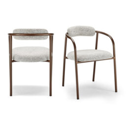 Furniturebox Uk 2X Rhea Grey Fabric Dining Chairs Bronze Legs - thumbnail 6