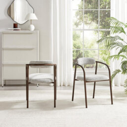 Furniturebox Uk 2X Rhea Grey Fabric Dining Chairs Bronze Legs - thumbnail 3
