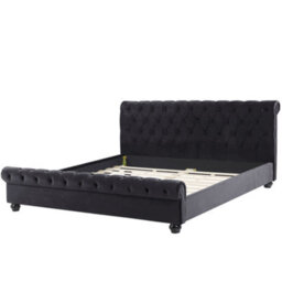 Beliani Bed Velvet Avallon 180 X 200 Cm (Eu Super King) Black - thumbnail 4