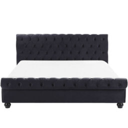 Beliani Bed Velvet Avallon 180 X 200 Cm (Eu Super King) Black - thumbnail 5