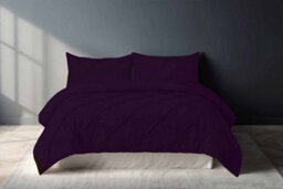 Pintuck Pinch Pleated Polycotton Duvet Cover And Pillowcase/s Set Bed Linen Plum