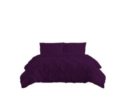 Pintuck Pinch Pleated Polycotton Duvet Cover And Pillowcase/s Set Bed Linen Plum - thumbnail 2