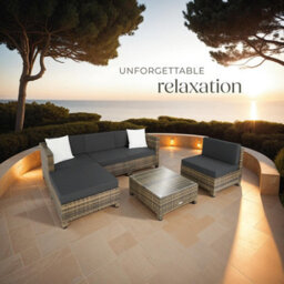 Tectake Rattan Lounge Set With Aluminum Frame, Including Covers In 2 Colors  - Nature - thumbnail 8