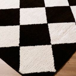 Livabliss Tivoli-Washable Black Cream Modern High Pile Diamond Pattern Living Dining Bedroom Rug 200 X 275 Cm Easy Care, Non Shedding - thumbnail 6