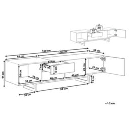 Beliani Brand Tv Stand 160Cm - Fits Up To 70 Inch Tvs, Light Brown And Black Mdf With Drawers - thumbnail 4