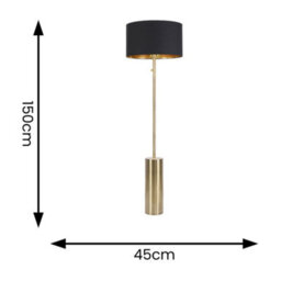 Valuelights Lexy Antique Brass Rotary Dimmer Switch Floor Lamp With Black/gold Shade - thumbnail 5