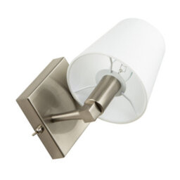 Happy Homewares Sleek Bedside Wall Light In Satin Nickel With Toggle Switch And Shade - thumbnail 3