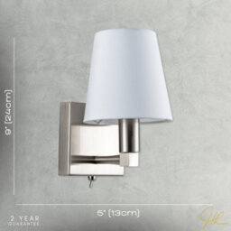 Happy Homewares Sleek Bedside Wall Light In Satin Nickel With Toggle Switch And Shade - thumbnail 7